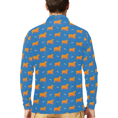 Cocker Pattern Print Design 04 Long Sleeve Polo Shirt For Men's