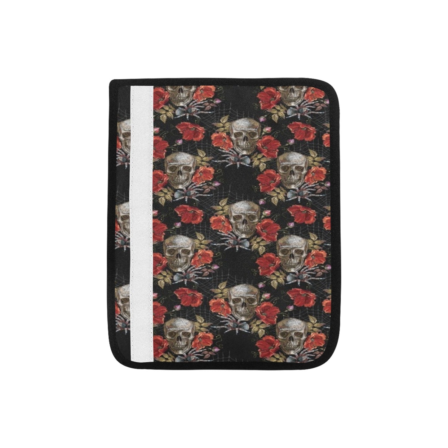 Spider Web Skull Rose Print Design LKS305 Car Seat Belt Cover