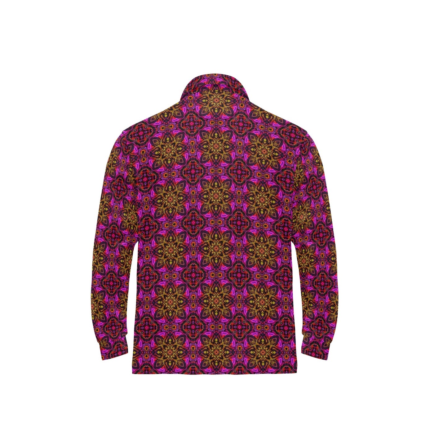 kaleidoscope Abstract Print Design Long Sleeve Polo Shirt For Men's