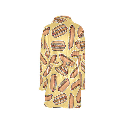 Hot Dog Pattern Print Design 01 Women's Fleece Robe