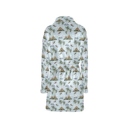 Aloha Hawaii island Design Themed Print Women's Fleece Robe