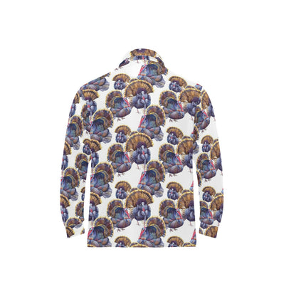 Turkey Pattern Print Design 01 Long Sleeve Polo Shirt For Men's