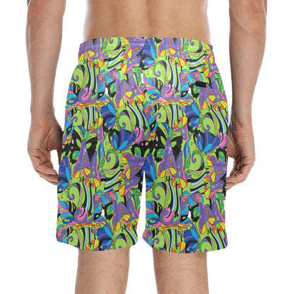 Psychedelic Trippy Mushroom Themed Men's Swim Trunks Beach Shorts