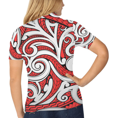 Maori Polynesian Themed Design Print Women's Polo Shirt