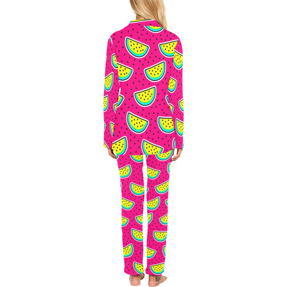 Watermelon Pattern Print Design WM04 Women's Long Pajama Set