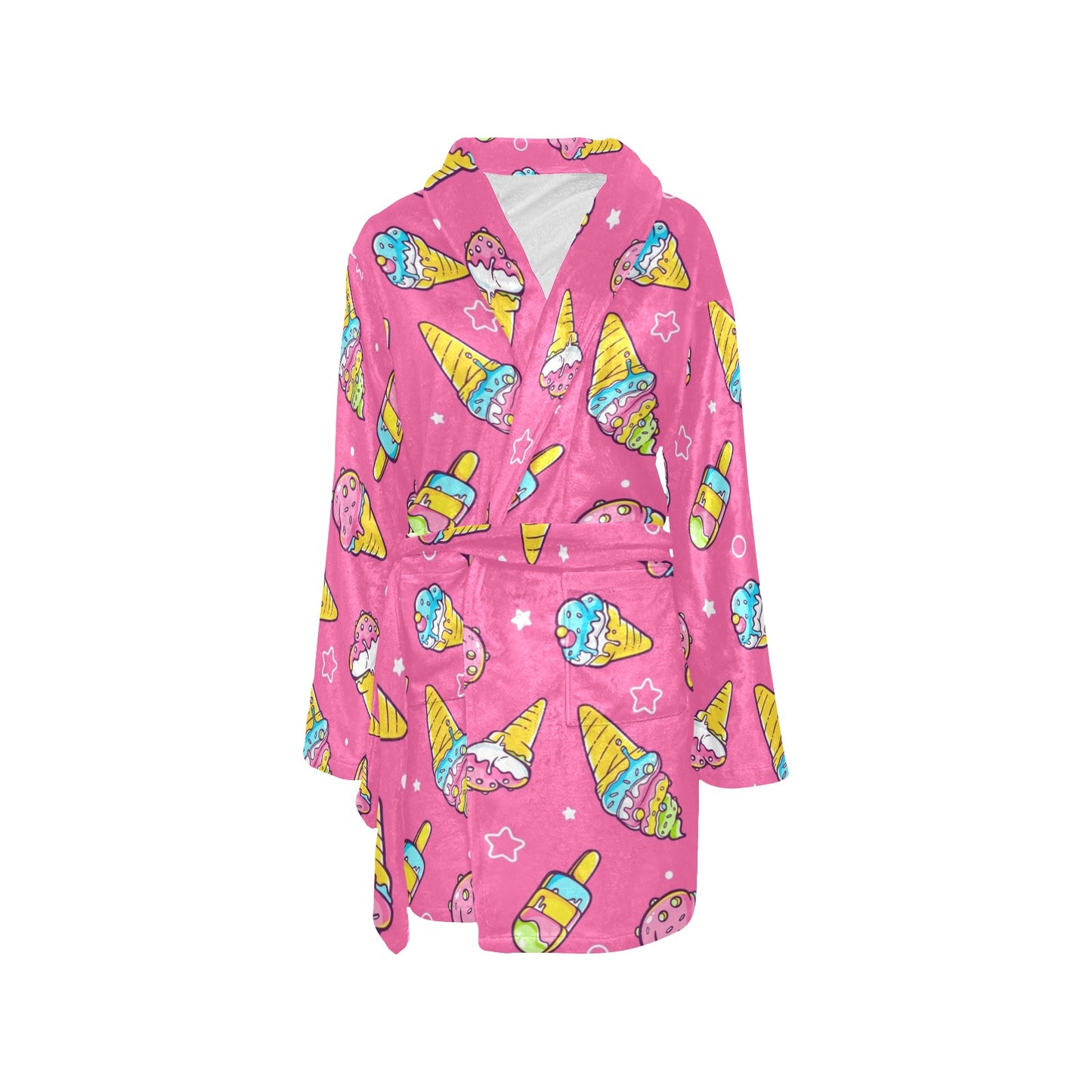 Ice Cream Pattern Print Design IC04 Women's Fleece Robe