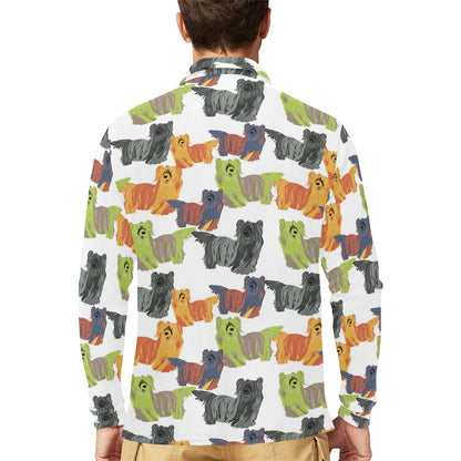 Skye Terriers Print Design LKS301 Long Sleeve Polo Shirt For Men's