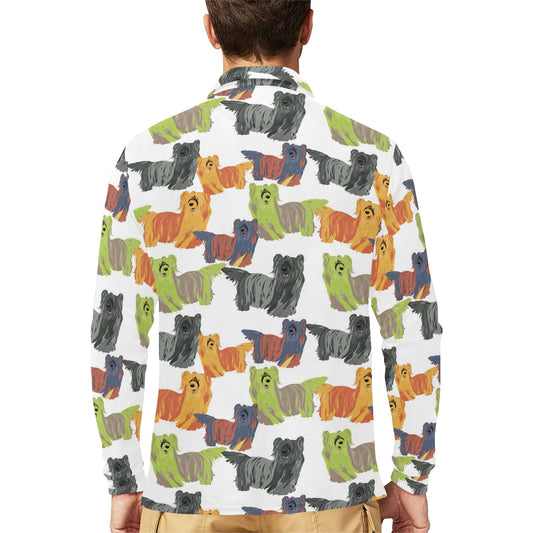 Skye Terriers Print Design LKS301 Long Sleeve Polo Shirt For Men's