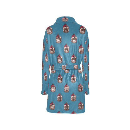 Pancake Pattern Print Design A03 Women's Fleece Robe