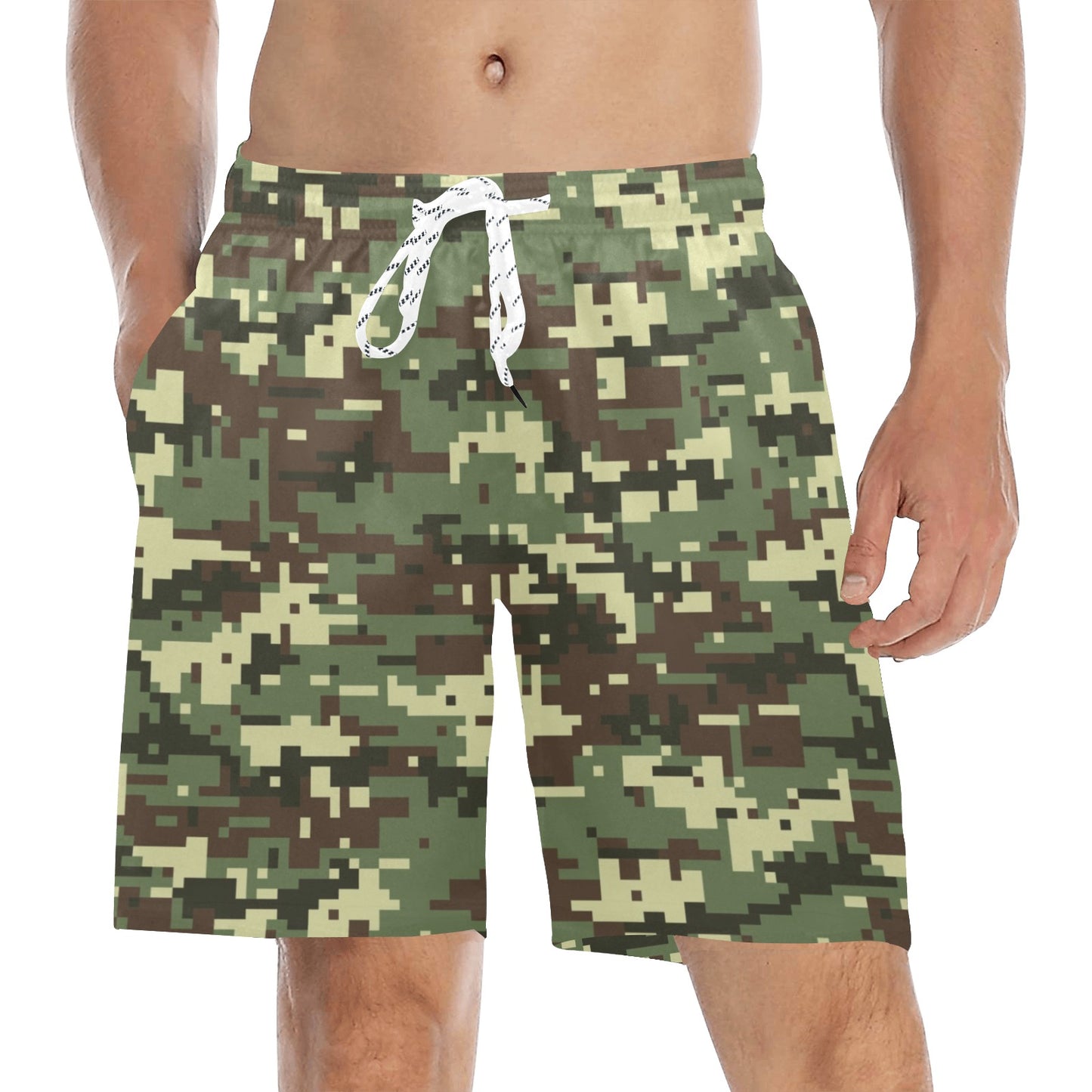 ACU Digital Army Camouflage Men's Swim Trunks Beach Shorts