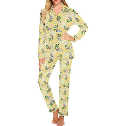 Surf Catch the Wave Design Women's Long Pajama Set
