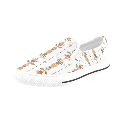 Totem Print Design LKS302 White Slip Ons Canvas Women's Shoes