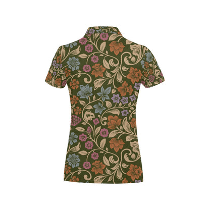 Floral Vintage Print Pattern Women's Polo Shirt
