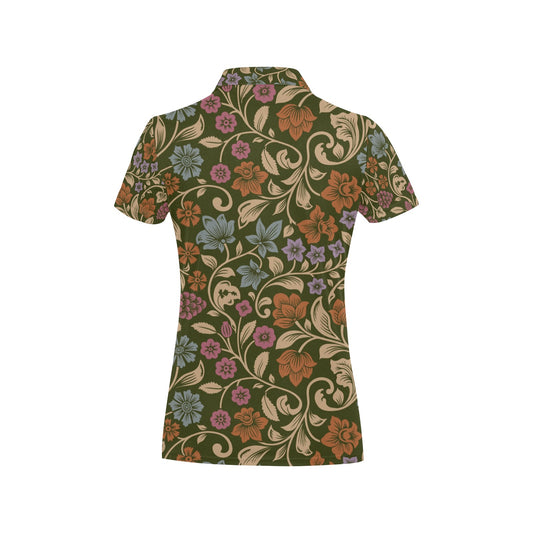 Floral Vintage Print Pattern Women's Polo Shirt