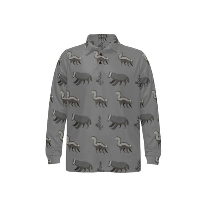 Skunk Print Design LKS301 Long Sleeve Polo Shirt For Men's
