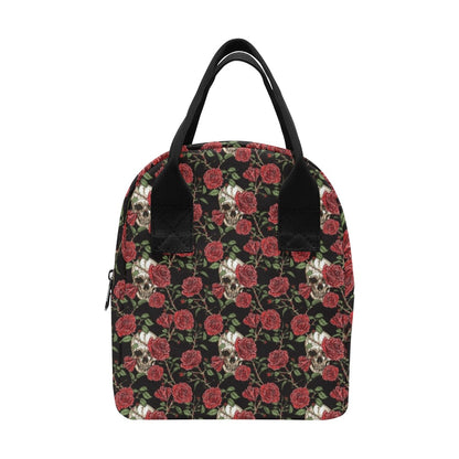 Skull And Roses Print Design LKS303 Insulated Lunch Bag