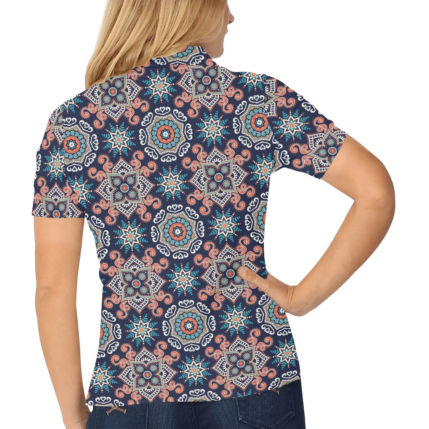 Bohemian Pattern Print Design 02 Women's Polo Shirt