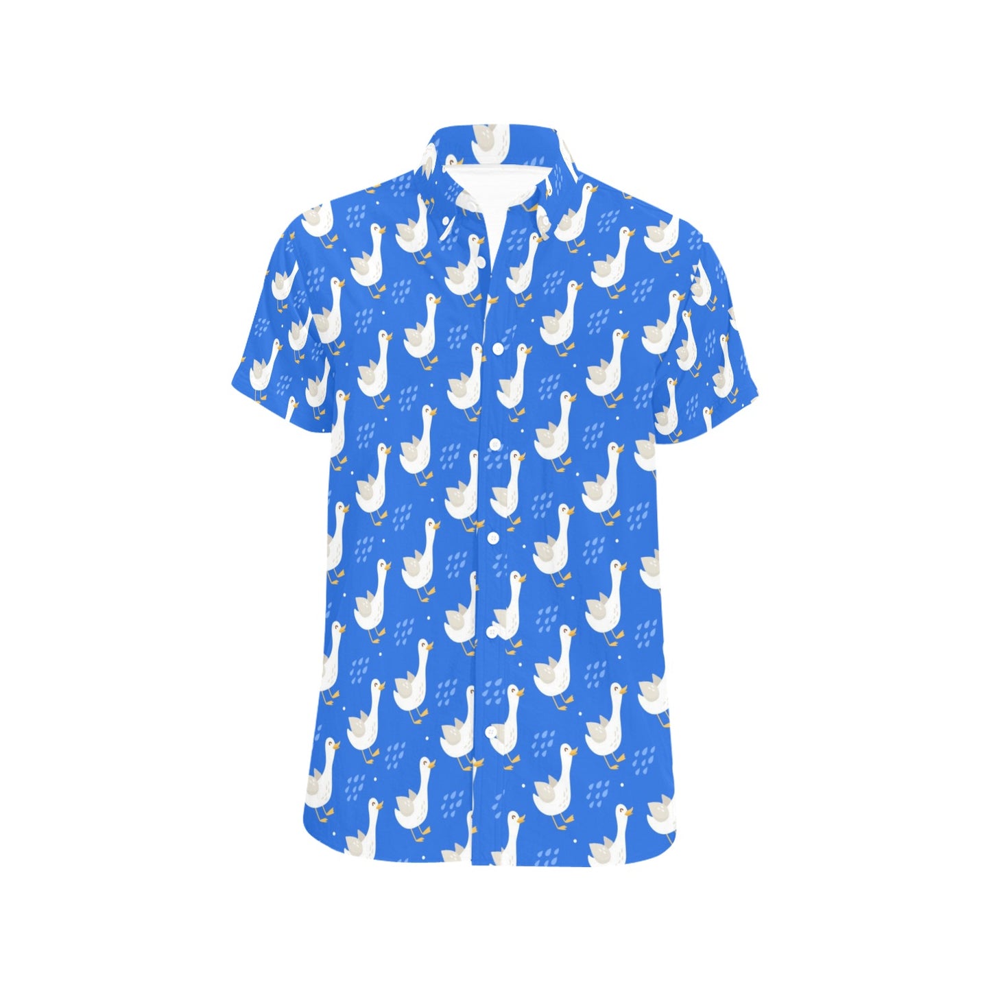 Goose Print Design LKS402 Men Short Sleeve Button Up Shirt