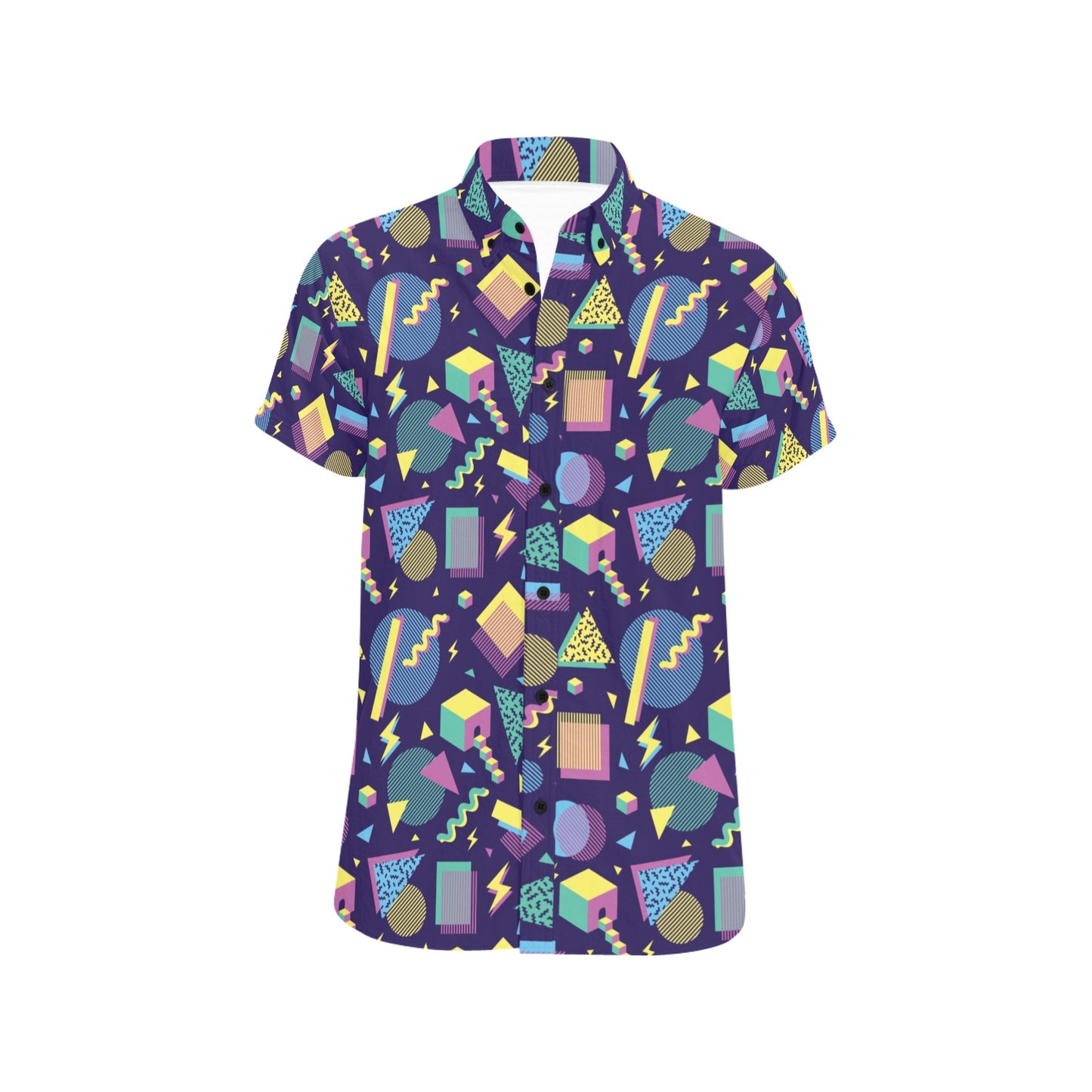 Geometric Print Design LKS401 Men Short Sleeve Button Up Shirt