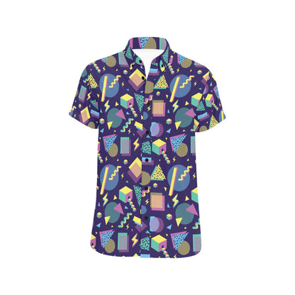 Geometric Print Design LKS401 Men Short Sleeve Button Up Shirt