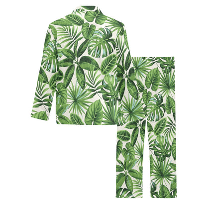 Tropical Flower Pattern Print Design TF013 Men's Long Pajama Set