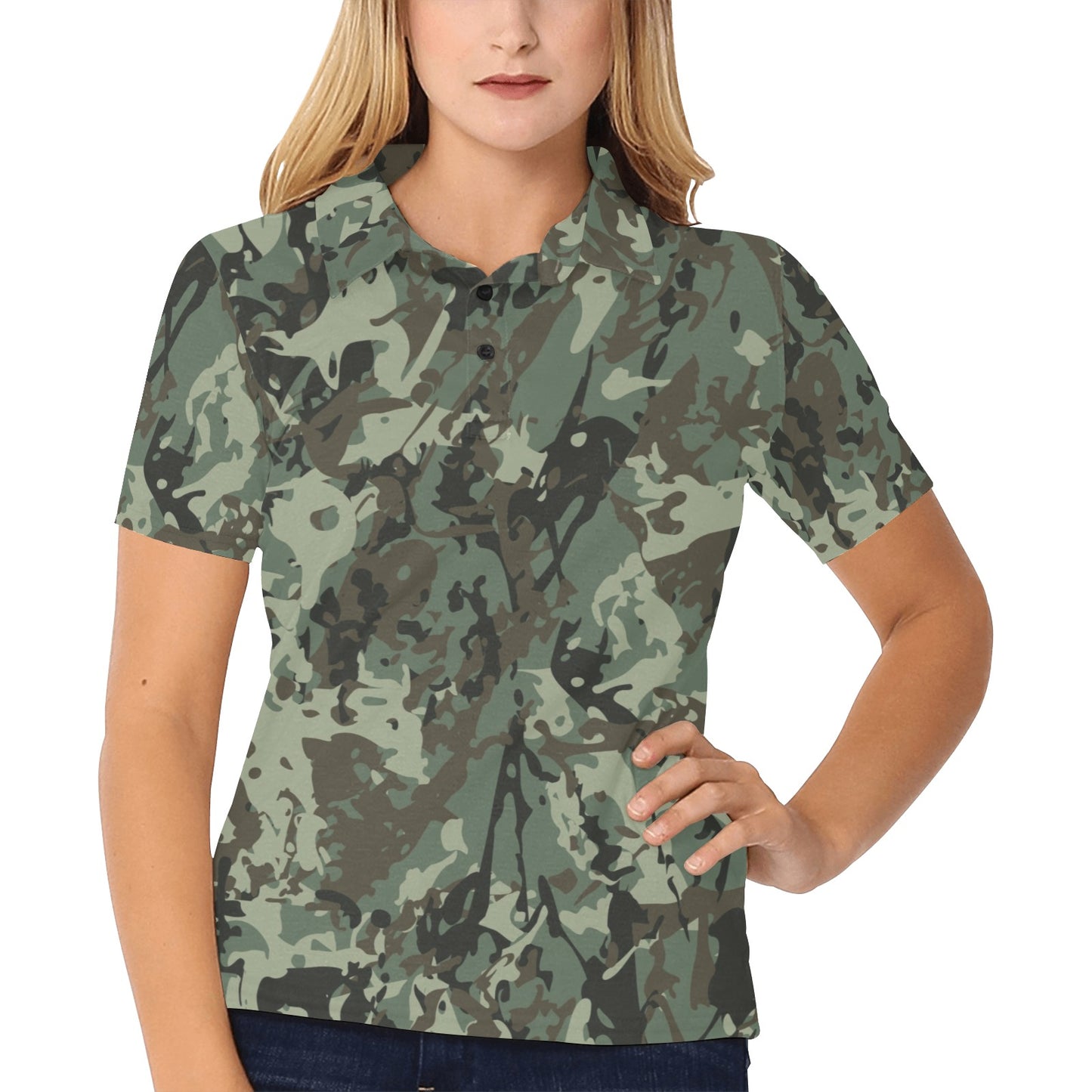 Camouflage Pattern Print Design 06 Women's Polo Shirt