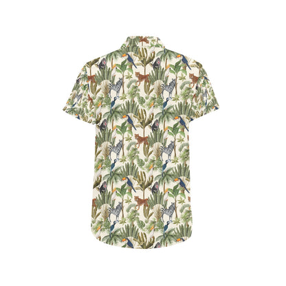 Safari Animal Print Design LKS304 Men Short Sleeve Button Up Shirt