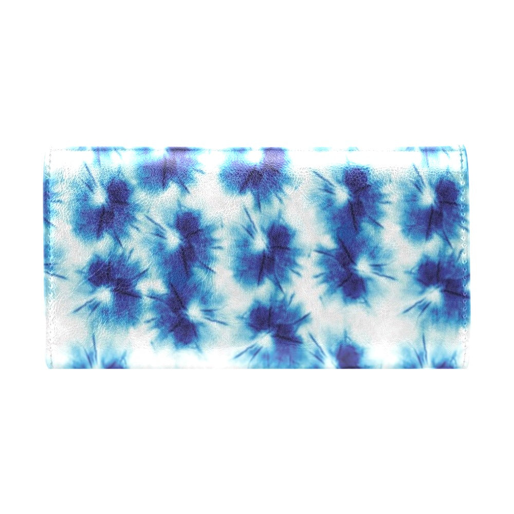 Tie Dye Blue Print Design LKS305 Women's Trifold Wallet