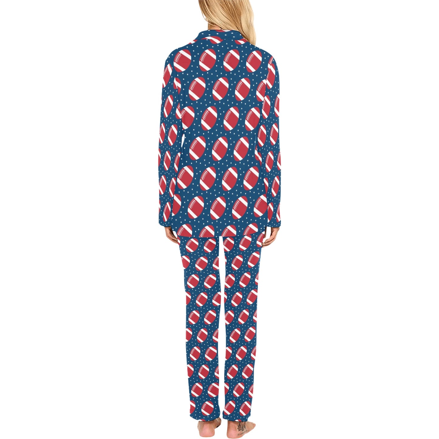American Football Star Design Pattern Women's Long Pajama Set