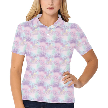 Aquarius Zodiac Pattern Print Design 01 Women's Polo Shirt