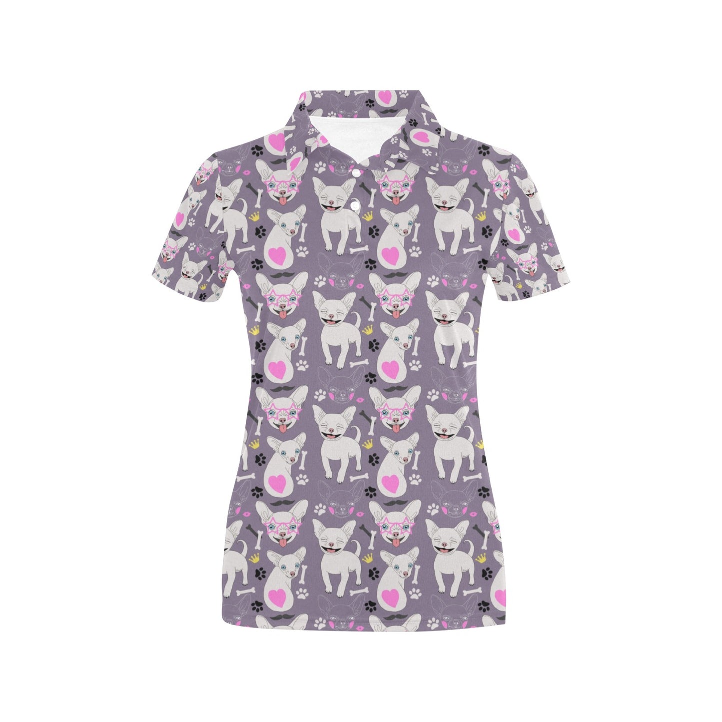 Chihuahua Happy Pattern Women's Polo Shirt