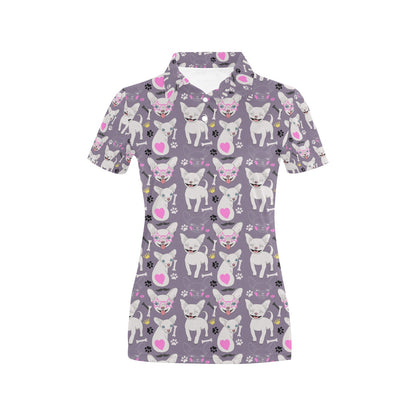 Chihuahua Happy Pattern Women's Polo Shirt