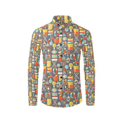 Science Print Design LKS302 Men's Long Sleeve Dress Shirt