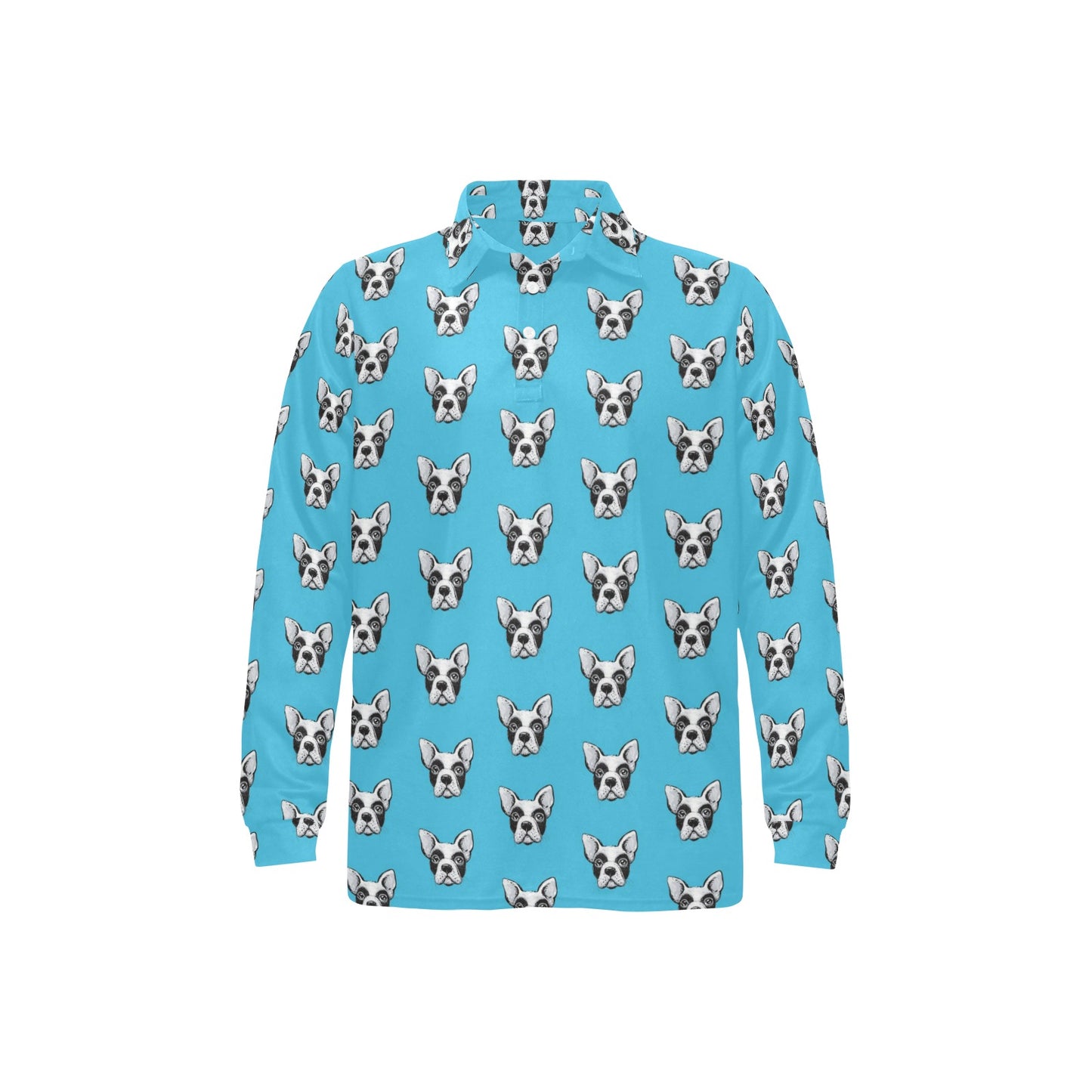 Boston Terrier Pattern Print Design 01 Long Sleeve Polo Shirt For Men's