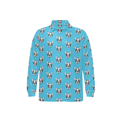 Boston Terrier Pattern Print Design 01 Long Sleeve Polo Shirt For Men's