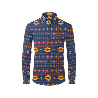 Southwest Pattern Print Design LKS306 Men's Long Sleeve Dress Shirt