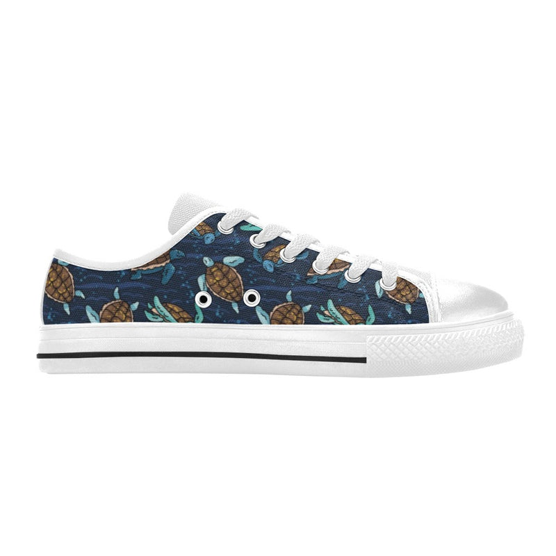 Sea Turtle Print Design LKS3011 Women's White Low Top Shoes