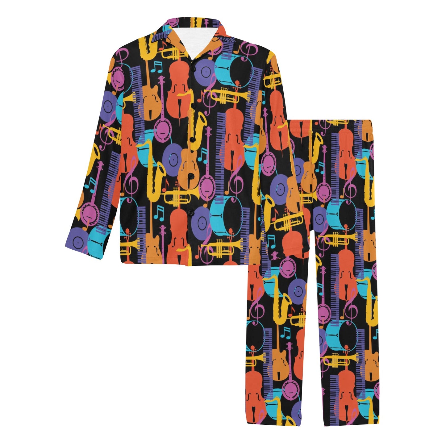 Jazz Pattern Print Design 03 Men's Long Pajama Set