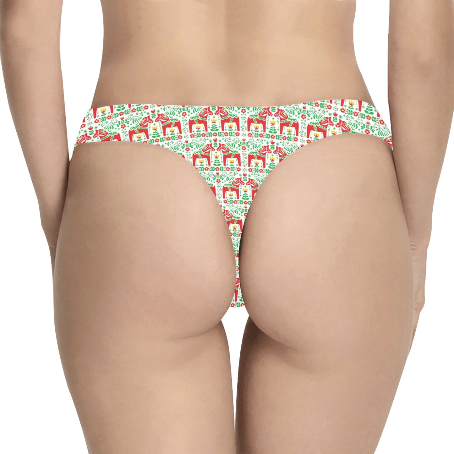 Swedish Dala Style Pattern Women's Thongs