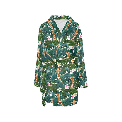 Giraffe Jungle Design Print Women's Fleece Robe