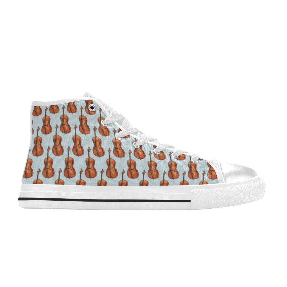 Violin Print Design LKS406 Men's High Top Canvas Shoes