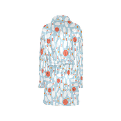 Bowling Pattern Print Design 09 Women's Fleece Robe
