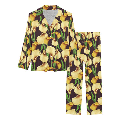 Lily Pattern Print Design LY013 Women's Long Pajama Set