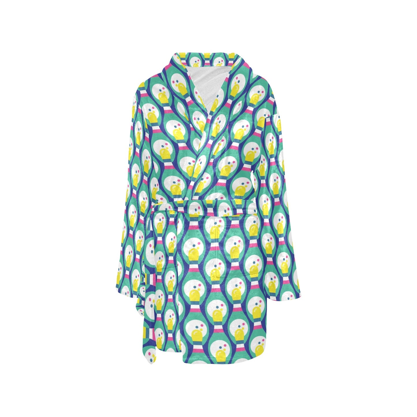 Bowling Pattern Print Design 04 Women's Fleece Robe