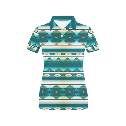 Blue Tribal Aztec Women's Polo Shirt