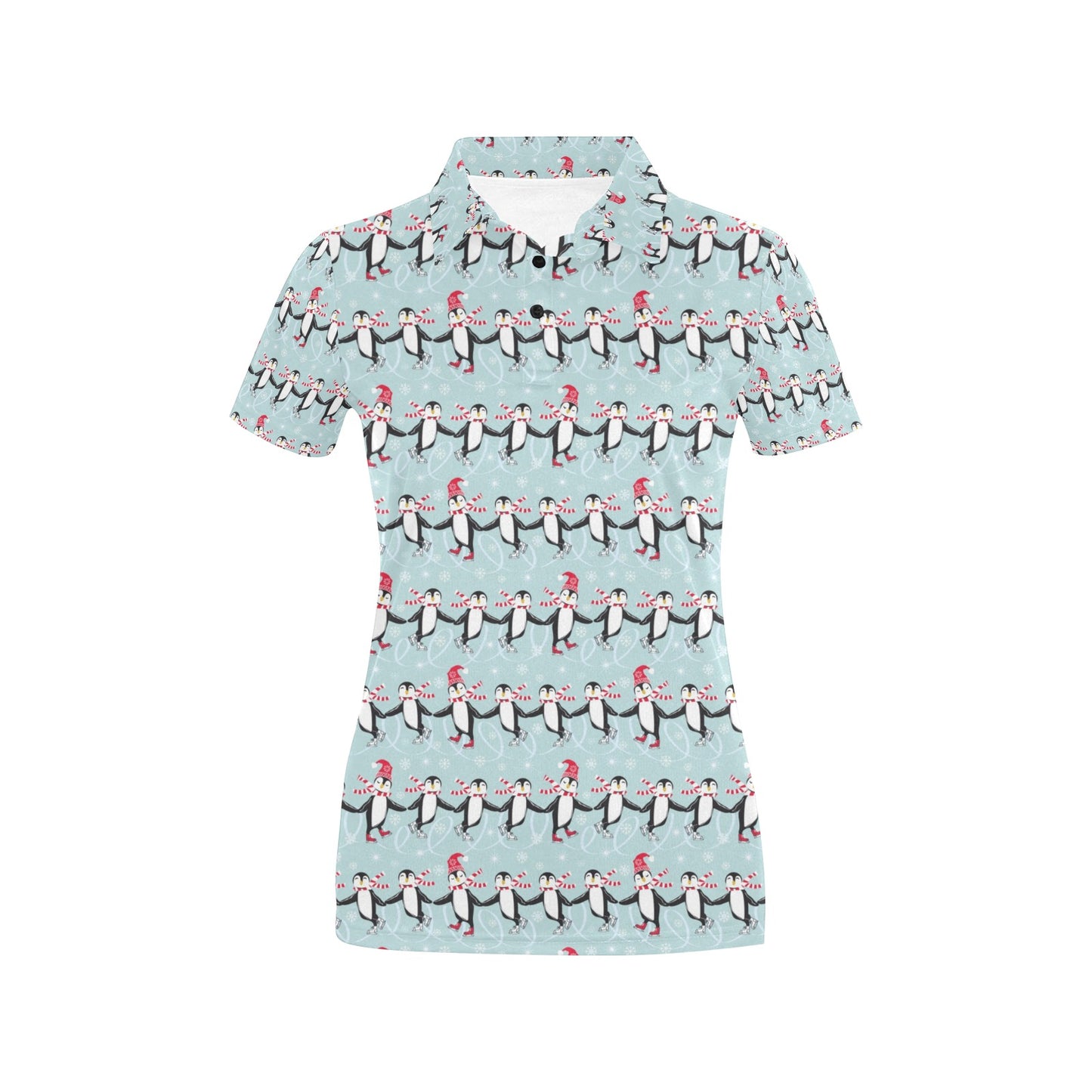 Penguin Sking Design Women's Polo Shirt