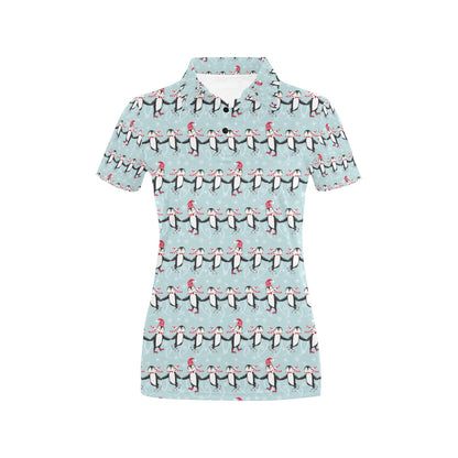 Penguin Sking Design Women's Polo Shirt