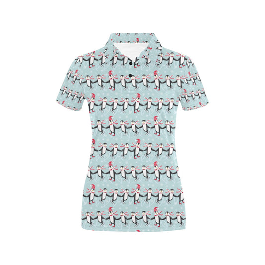 Penguin Sking Design Women's Polo Shirt