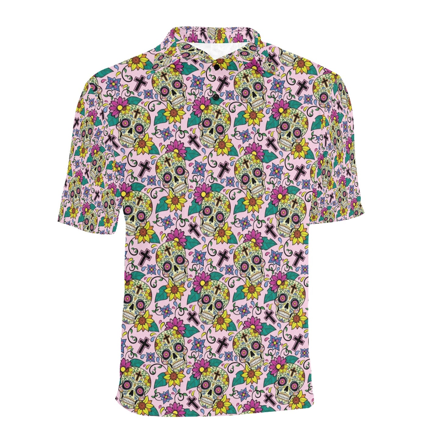 Sugar Skull Print Design LKS307 Men Polo Shirt