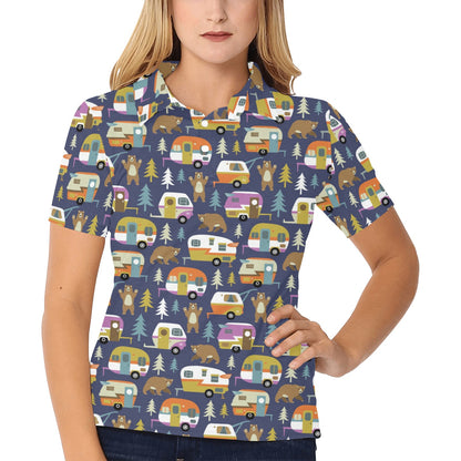 Camper Pattern Print Design 04 Women's Polo Shirt